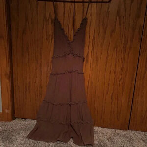 Love Tree Sleeveless Dress, Brown, Cross Back, Boho